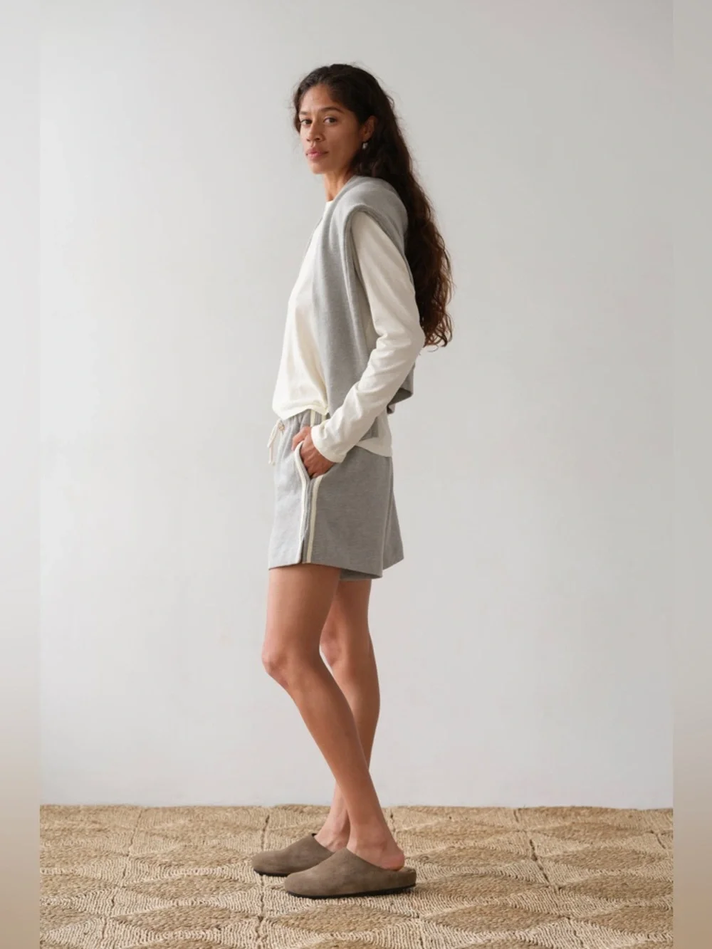 NWT Donni x Free People The Stripe Eco-Terry Short ~Heather-Grey~ - Picture 2 of 7
